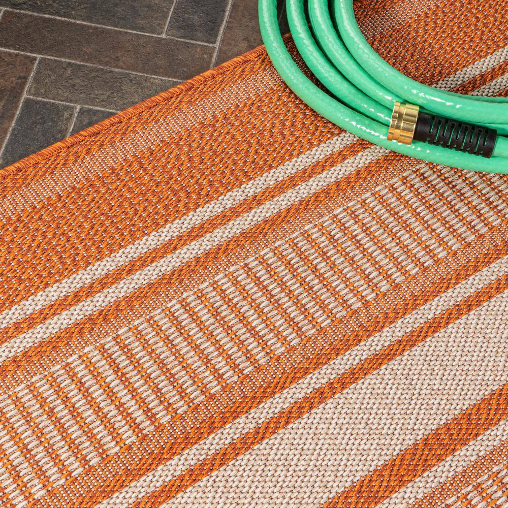 Haynes 3' x 5' Orange and Cream Synthetic Stripe Area Rug