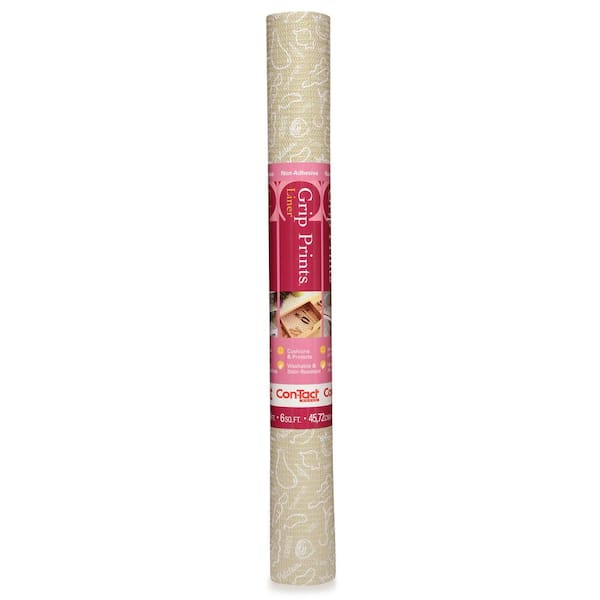 Con-Tact Grip Prints 18 in. x 4 ft. Chalk Veggies Khaki Non-Adhesive Vinyl Top Grip Drawer and Shelf Liner (6-Rolls)