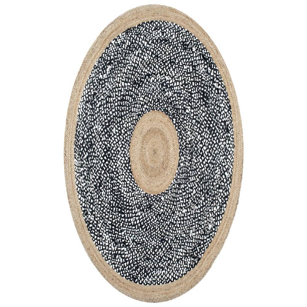 nuLOOM Lesha Natural Fiber Jute Black 3 ft. x 5 ft. Oval Rug TADR06A