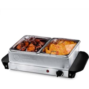 Electric Buffet Server and Food Warmer with 2 1.5 qt. Pan and Stainless Steel Warming Tray