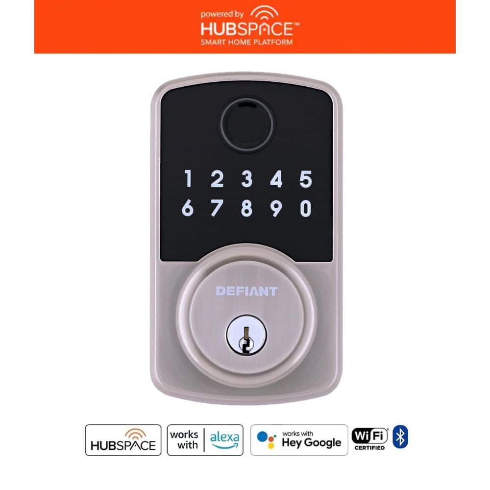 Compact Fingerprint Satin Nickel Electronic Single Cylinder Deadbolt Wi-Fi Enabled Powered by Hubspace price history on PriceWatchPro