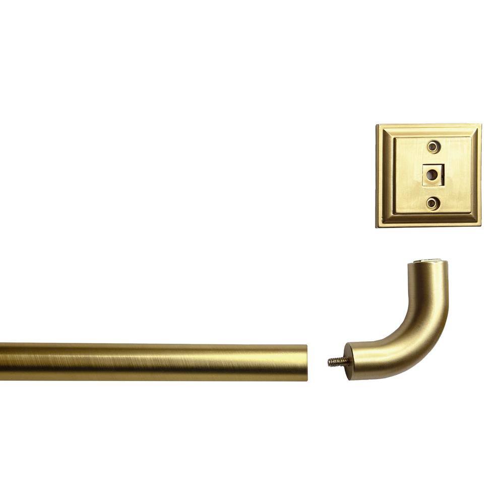 Versailles Adjustable Gold Steel Curtain Rod Set with Finial, 28"-48"