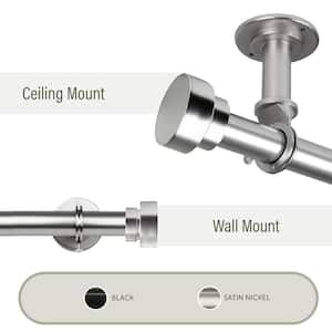 Bonnet Ceiling 66 in. - 120 in. Single Curtain Rod in Satin Nickel with Finial