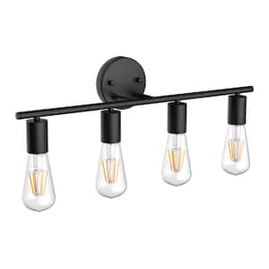 23.62 in. 4-Light Industrial Black Wall Sconce, Vintage Edison Wall Lamp Lighting Fixture for Bathroom