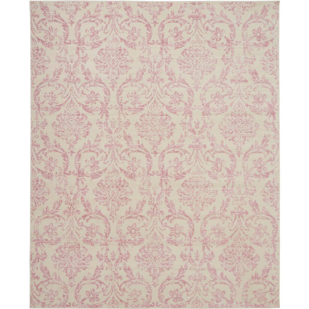 Nourison Jubilant Ivory/Pink 9 ft. x 12 ft. Damask Transitional Area ...