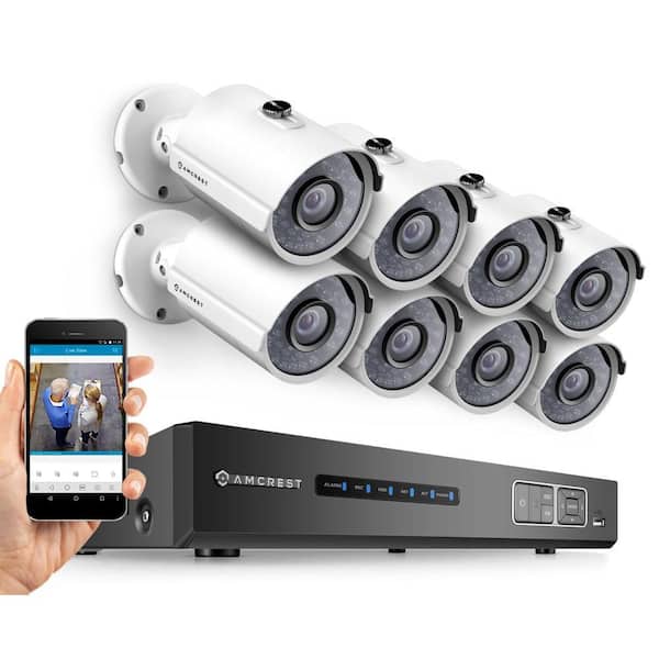 Amcrest ProHD 720P 8CH Security System - Eight 1.0-MP, IP67 Bullet Cameras, 2TB, Night Vision,Smartphone Access
