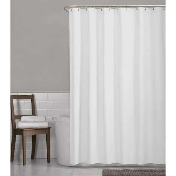 Luxury Spa Waffle 70 in. x 72 in. Fabric Shower Curtain in White