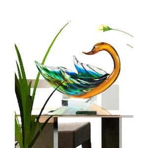 6.75 in. Swan Bowl Handcrafted Irregular Art Glass Sculpture