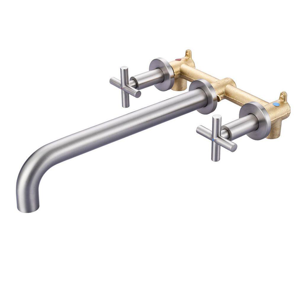 2-Handle Wall-Mount Brass Roman Tub Faucet with Long Spout Reach in Brushed Nickel (Valve Included) price history on PriceWatchPro