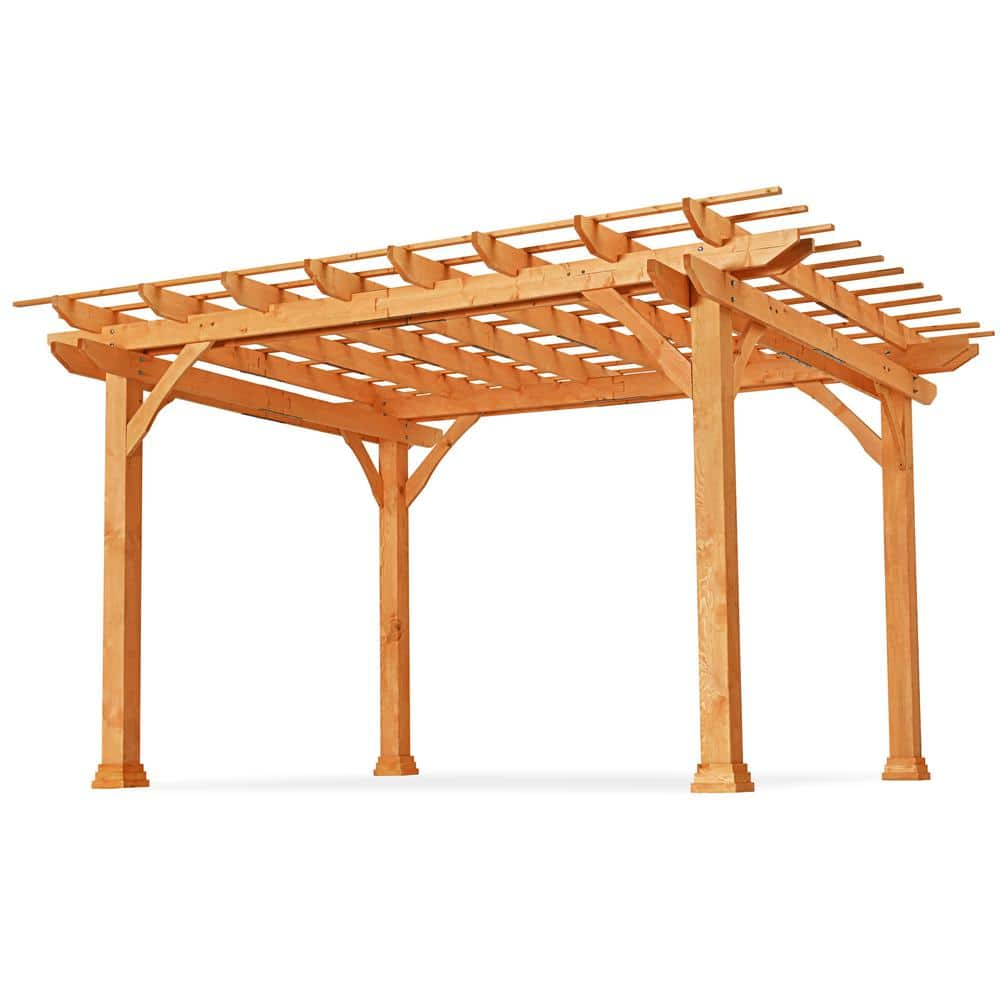 EGEIROSLIFE 10 ft. x 12 ft. Outdoor Wood Pergola, Wooden Grape Trellis ...