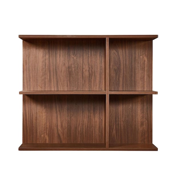 36 in. W x 29.9 in. H x 11.8 in. D Particle Board 2-Tier Rectangular Open-Sided Floating Shelf in Walnut
