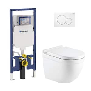 2-piece 0.8/1.6 GPF Dual Flush Architectura Elongated Toilet with 2x6 Concealed Tank and Plate in White, Seat Included