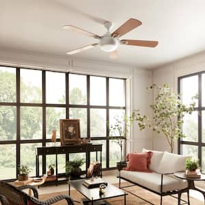 Humble 60 in. Indoor White Downrod Mount Ceiling Fan with Integrated LED with Wall Control Included
