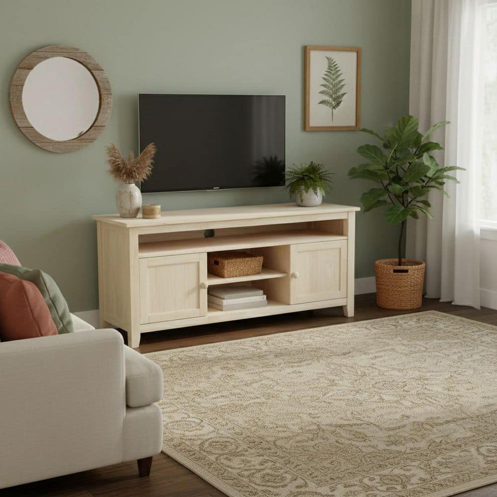 International Concepts 57 in. Unfinished Wood TV Stand Fits TVs Up