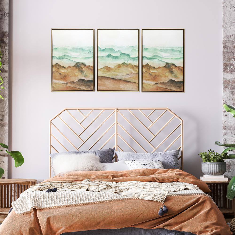 Colorful Abstract Framed Canvas Wall Art Set with Gold Frame
