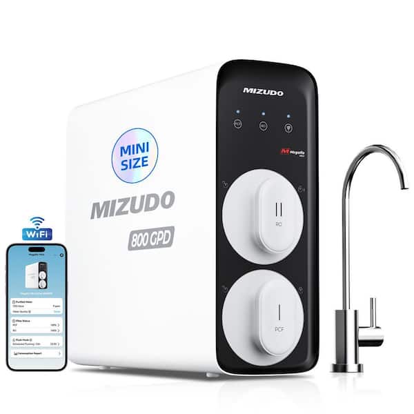Megaflo Mini WiFi 8-Stage Tankless Reverse Osmosis System, 800 GPD Under Sink RO Water Filter with Faucet, NSF Certified
