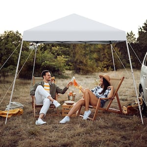 10 ft. x 10 ft. White Patio Outdoor Instant Pop-up Canopy Slanted Leg UPF50 Plus Sun Shelter