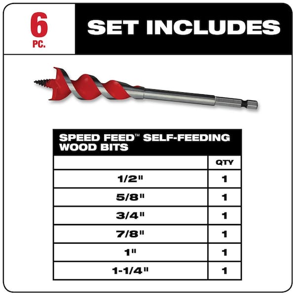 Reviews for Milwaukee Auger Speed Feed Wood Bit Set (6-Piece) Pg The  Home Depot