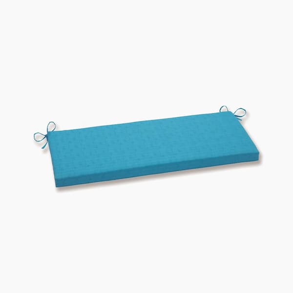Pillow Perfect Solid Rectangular Outdoor Bench Cushion in Blue