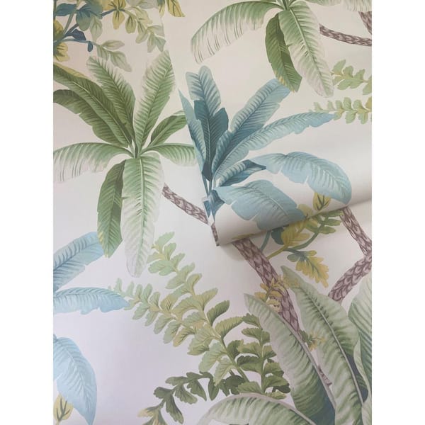 Walls Republic Green/Cream Serene Tropical Oasis Print Non Woven Non-Pasted Textured Wallpaper 57 sq. ft.