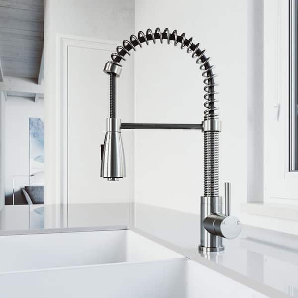 Brant Single Handle Pull-Down Sprayer Kitchen Faucet in Stainless Steel