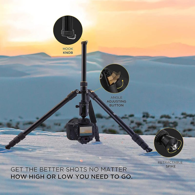 63 in. Portable Compact Aluminum Tripod with Bluetooth Remote and Smartphone