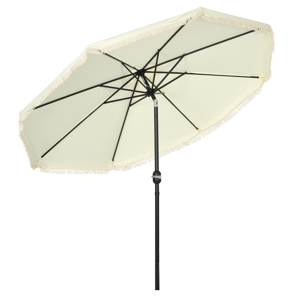 9 ft. Patio Umbrella with Push Button Tilt and Crank, Ruffled Outdoor Market Table Umbrella with Tassles and 8 Ribs price history on PriceWatchPro