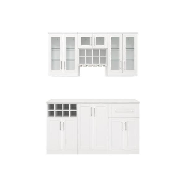 NewAge Products Home Bar 21 in. White Cabinet Set (7-Piece)