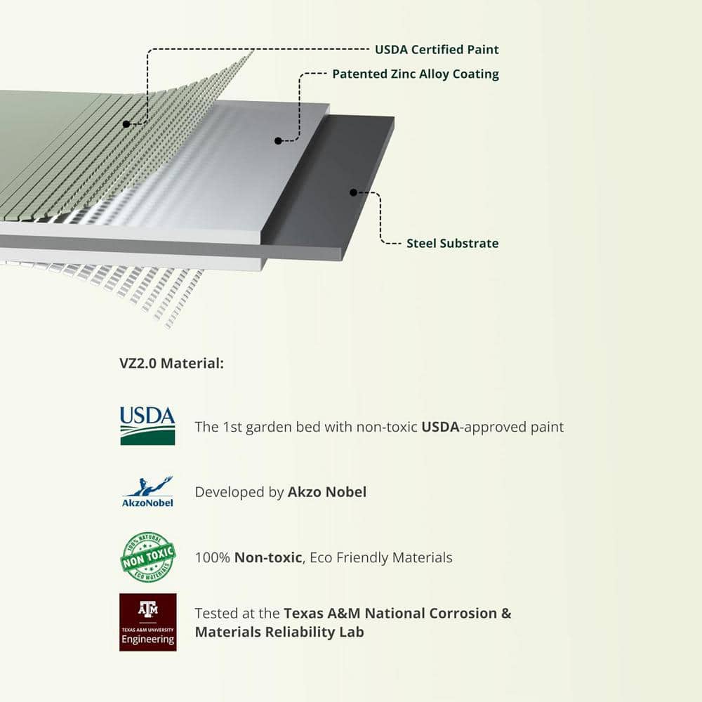 Olive Green Tall Modular Metal Outdoor Raised Garden Bed