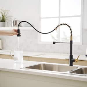 Single Handle Pull Down Sprayer Kitchen Faucet Stainless steel in Black and Brushed Gold