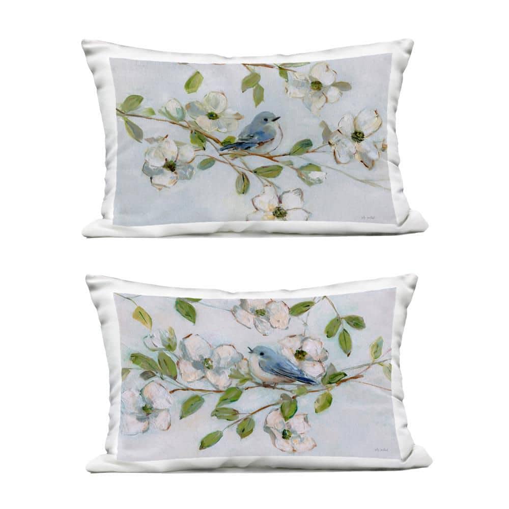 Perched Bluebirds on Branch Blue Rectangular Outdoor Throw Pillow (Set of 2) price history on PriceWatchPro
