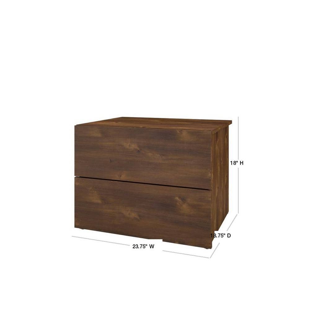 Truffle Rustic-Chic 2-Drawer Nightstand in Warp-Free Engineered Wood