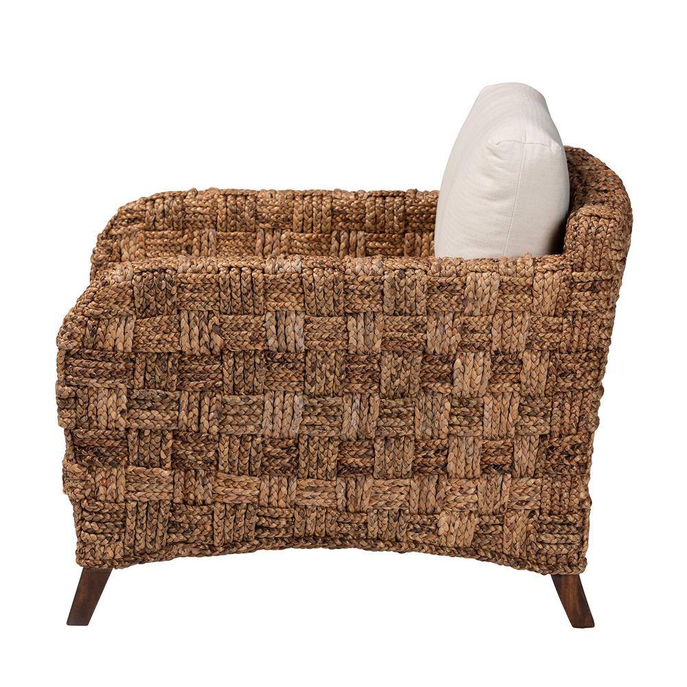 Vevina Mahogany and Woven Seagrass Arm Chair with Cushions