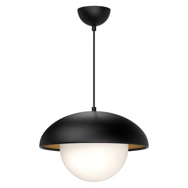 ALORA MOOD Rubio 16 in. 1 Light 60-Watt Matte Black/Opal Matte Glass Pendant Light