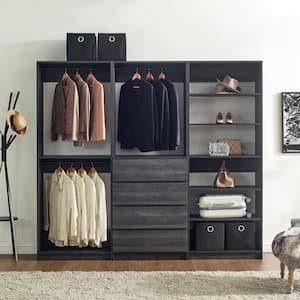 Prosper 96 in. W Gray Tower System Freestanding-Shelf Walk-in Wood Closet System