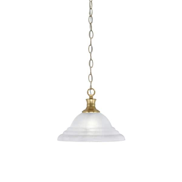 Unbranded Peabody 60-Watt 1-Light New Age Brass Shaded Mini Pendant Light with Glass Shade