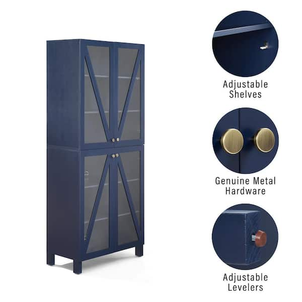 Crosley Furniture Cassai Stackable Storage Pantry - Navy