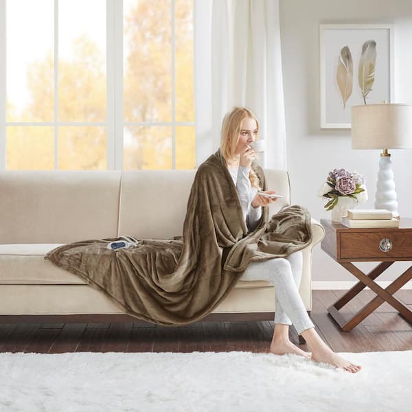 60 in. x 70 in. Heated Plush Mink Electric Throw Blanket