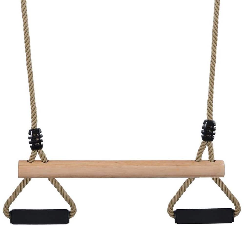 Wooden Trapeze Swing Bar with Gym Rings for Kids Indoor Outdoor Playground Garden Yard Use price history on PriceWatchPro