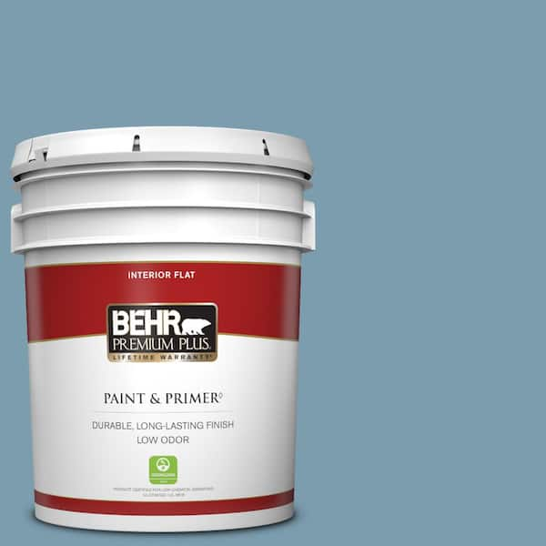 BEHR PREMIUM PLUS 5 gal. #PMD-14 Yacht Harbor Flat Low Odor Interior Paint & Primer