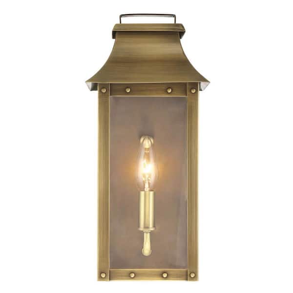 HomeRoots 13.25 in. Brass Outdoor Hardwired Sconce with No Bulbs Included