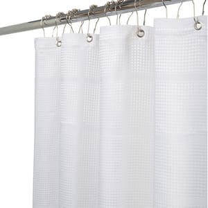 Jacquard Solid Weave White 70 in x 72 in Shower Curtain