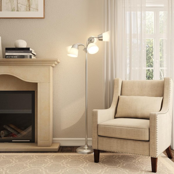 Hampton Bay Title 20 66 in. H Brushed Nickel 5-Head Integrated LED