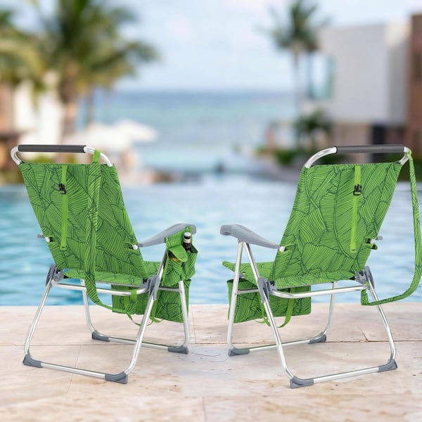 Karl home 17 in. Seat Height Green Aluminum Folding Portable Beach