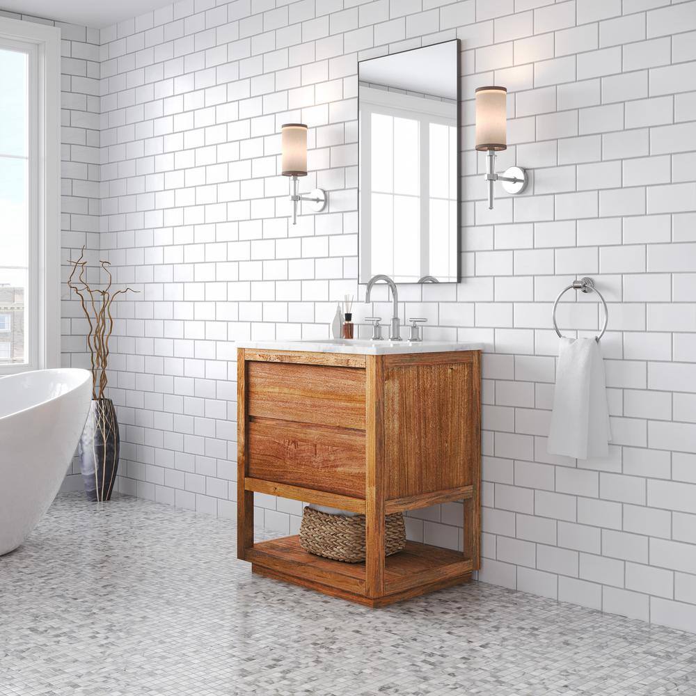 Oakman 30" Mango Wood Single Sink Vanity with Carrara Marble Top