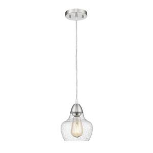 Norwich 1-Light Brushed Nickel Island Pendant Light with Seeded Glass Shade