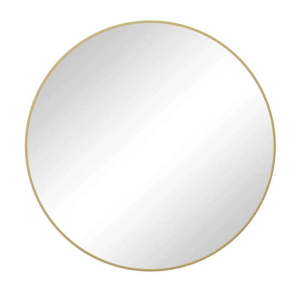 Minimalist Elegance Gold 28 in. W x 28 in. H Modern Circular Glass Framed M