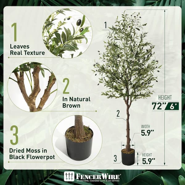 VEVOR 6 FT Artificial Olive Tree Green Natural Tall Faux Lifelike