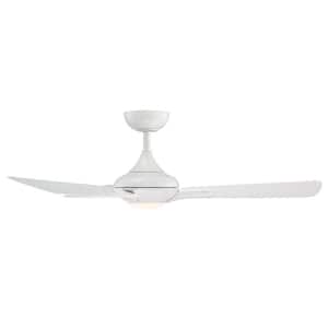 Mykonos 3 - 52 in. Smart Indoor/Outdoor Matte White 3-Blade Standard Ceiling Fan Soft White Integrated LED +Remote