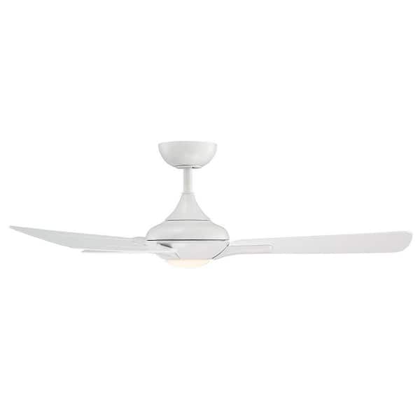 Mykonos 3 - 52 in. Smart Indoor/Outdoor Matte White 3-Blade Standard Ceiling Fan Soft White Integrated LED +Remote